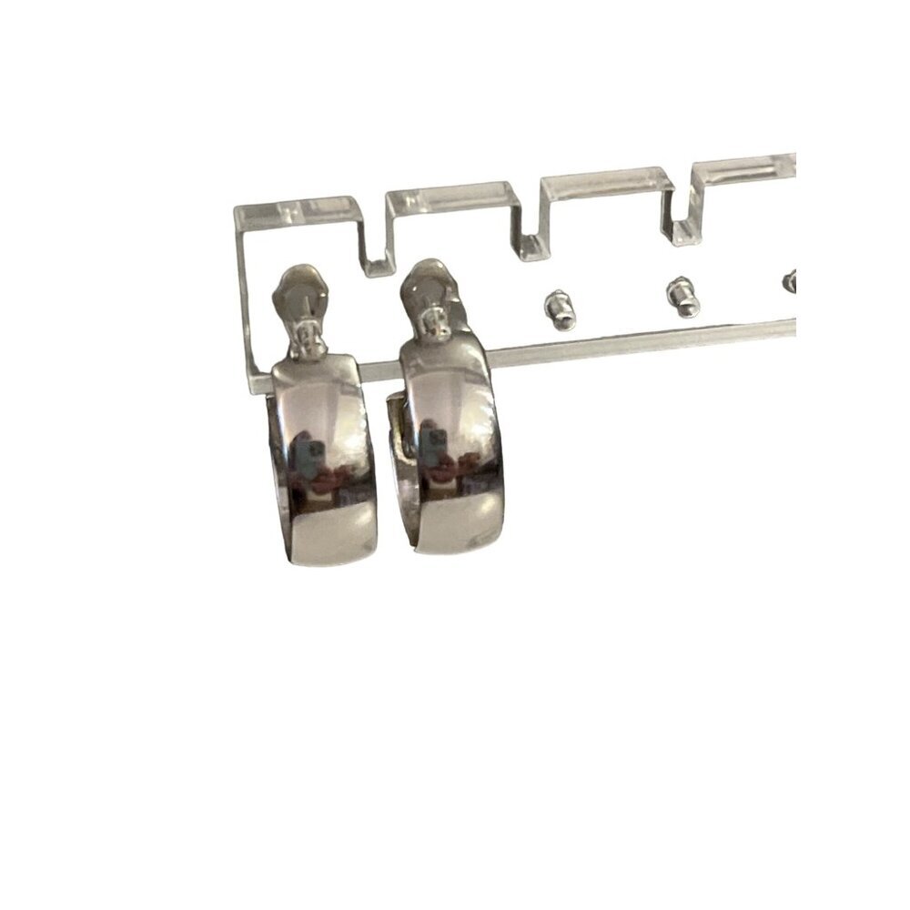 Monet Vintage Silver Tone Huggies Pierced Earrings Jewelry Classic Everyday
